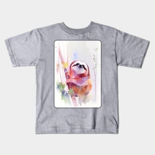 Sloth Watercolor Portrait 2 Kids T-Shirt